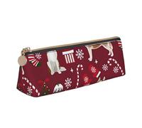 FUkker Astuccio per matite, astuccio per penne triangolari Astuccio portatile in pelle per ufficio scolastico,Calze Husky Candy Canes Holiday Dog Ruby