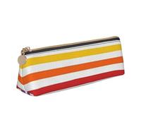 FUkker Astuccio per matite, astuccio per penne triangolari Astuccio portatile in pelle per ufficio scolastico,Arcobaleno e strisce bianche