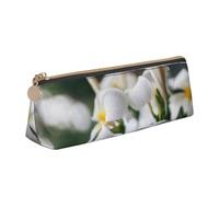 FUkker Astuccio per matite, astuccio per penne triangolari Astuccio portatile in pelle per ufficio scolastico,Bellissimi fiori bianchi di frangipani scia di plumeria