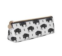 FUkker Astuccio per matite, astuccio per penne triangolari Astuccio portatile in pelle per ufficio scolastico,Bisonte azteco bianco nero