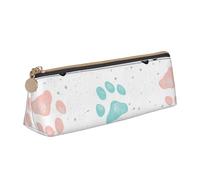 FUkker Astuccio per matite, astuccio per penne triangolari Astuccio portatile in pelle per ufficio scolastico,Stampe della zampa del cane