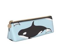 FUkker Astuccio per matite, astuccio per penne triangolari Astuccio portatile in pelle per ufficio scolastico,Modello animale balena