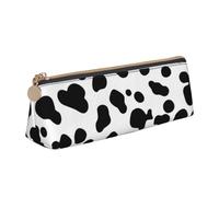 FUkker Astuccio per matite, astuccio per penne triangolari Astuccio portatile in pelle per ufficio scolastico,Modello senza cuciture del cane dalmata o struttura della pelle di mucca