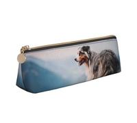 FUkker Astuccio per matite, astuccio per penne triangolari Astuccio portatile in pelle per ufficio scolastico,Cani da compagnia australiani delle montagne del pastore australiano