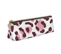 FUkker Astuccio per matite, astuccio per penne triangolari Astuccio portatile in pelle per ufficio scolastico,Stampa leopardata Animali rosa senza cuciture africani