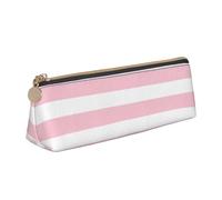 FUkker Astuccio per matite, astuccio per penne triangolari Astuccio portatile in pelle per ufficio scolastico,Strisce rosa