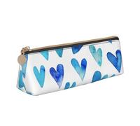 FUkker Astuccio per matite, astuccio per penne triangolari Astuccio portatile in pelle per ufficio scolastico,Cuore Blu Elegante Romantico Unico