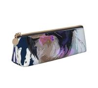 FUkker Astuccio per matite, astuccio per penne triangolari Astuccio portatile in pelle per ufficio scolastico,Pittura del cane d'arte Border Collie