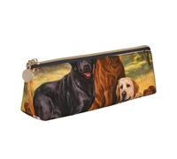 FUkker Astuccio per matite, astuccio per penne triangolari Astuccio portatile in pelle per ufficio scolastico,Ringraziamento del cane Golden Retriever del laboratorio Labrador autunnale