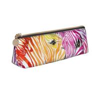 FUkker Astuccio per matite, astuccio per penne triangolari Astuccio portatile in pelle per ufficio scolastico,Zebra arcobaleno