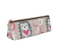 FUkker Astuccio per matite, astuccio per penne triangolari Astuccio portatile in pelle per ufficio scolastico,Riccio Con Amore Del Cuore
