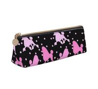 FUkker Astuccio per matite, astuccio per penne triangolari Astuccio portatile in pelle per ufficio scolastico,Una gran quantità di barboncini rosa