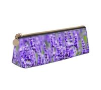 FUkker Astuccio per matite, astuccio per penne triangolari Astuccio portatile in pelle per ufficio scolastico,Viola lavanda stampato