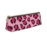 FUkker Astuccio per matite, astuccio per penne triangolari Astuccio portatile in pelle per ufficio scolastico,Stampa zebrata rosa