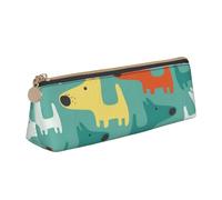 FUkker Astuccio per matite, astuccio per penne triangolari Astuccio portatile in pelle per ufficio scolastico,Cucciolo di cane simpatico cartone animato divertente