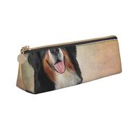 FUkker Astuccio per matite, astuccio per penne triangolari Astuccio portatile in pelle per ufficio scolastico,Ritratto divertente del cane della razza del bovaro bernese