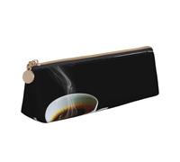 FUkker Astuccio per matite, astuccio per penne triangolari Astuccio portatile in pelle per ufficio scolastico,Caffè caldo con il chicco di caffè
