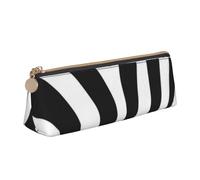 FUkker Astuccio per matite, astuccio per penne triangolari Astuccio portatile in pelle per ufficio scolastico,Stampa a strisce zebrate