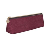 FUkker Astuccio per matite, astuccio per penne triangolari Astuccio portatile in pelle per ufficio scolastico,Texture della pelle colorata Naturale finto Bordeaux Bordeaux