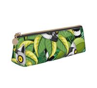 FUkker Astuccio per matite, astuccio per penne triangolari Astuccio portatile in pelle per ufficio scolastico,Adorabile lemure dalla coda ad anelli