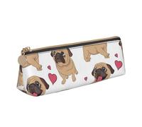 FUkker Astuccio per matite, astuccio per penne triangolari Astuccio portatile in pelle per ufficio scolastico,Cuccioli di carlini divertenti cartoni animati