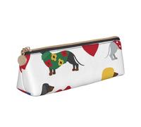 FUkker Astuccio per matite, astuccio per penne triangolari Astuccio portatile in pelle per ufficio scolastico,Adorabile cane bassotto