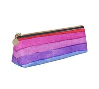FUkker Astuccio per matite, astuccio per penne triangolari Astuccio portatile in pelle per ufficio scolastico,Vernice ad acquerello colori vivaci linea grafica