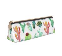 FUkker Astuccio per matite, astuccio per penne triangolari Astuccio portatile in pelle per ufficio scolastico,Succulente del cactus dell'acquerello