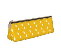 FUkker Astuccio per matite, astuccio per penne triangolari Astuccio portatile in pelle per ufficio scolastico,Modello di punti astratto giallo moderno