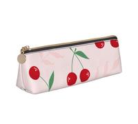 FUkker Astuccio per matite, astuccio per penne triangolari Astuccio portatile in pelle per ufficio scolastico,Foglia Di Ciliegio Rosso Rosa