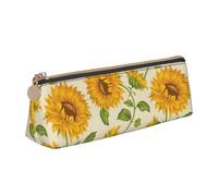 FUkker Astuccio per matite, astuccio per penne triangolari Astuccio portatile in pelle per ufficio scolastico,Sorie di girasole fresco stampate
