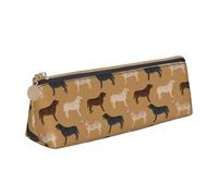 FUkker Astuccio per matite, astuccio per penne triangolari Astuccio portatile in pelle per ufficio scolastico,Labrador Retriever Cani Carino Yellow Lab Chocolate Lab