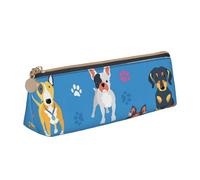 FUkker Astuccio per matite, astuccio per penne triangolari Astuccio portatile in pelle per ufficio scolastico,Modello carino cane Labrador