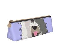 FUkker Astuccio per matite, astuccio per penne triangolari Astuccio portatile in pelle per ufficio scolastico,Vecchio cane pastore inglese