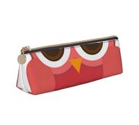 FUkker Astuccio per matite, astuccio per penne triangolari Astuccio portatile in pelle per ufficio scolastico,Simpatico gufo rosso