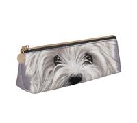 FUkker Astuccio per matite, astuccio per penne triangolari Astuccio portatile in pelle per ufficio scolastico,Simpatico cane West Highland Terrier stampato