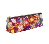 FUkker Astuccio per matite, astuccio per penne triangolari Astuccio portatile in pelle per ufficio scolastico,Fiori astratti colorati della natura