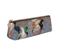FUkker Astuccio per matite, astuccio per penne triangolari Astuccio portatile in pelle per ufficio scolastico,Germani reali Caccia alle anatre Anatre domestiche