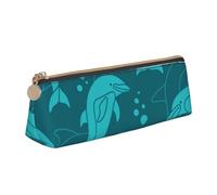 FUkker Astuccio per matite, astuccio per penne triangolari Astuccio portatile in pelle per ufficio scolastico,Modello dei delfini