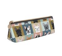 FUkker Astuccio per matite, astuccio per penne triangolari Astuccio portatile in pelle per ufficio scolastico,Cane modello ritratti Bulldog francese