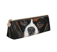 FUkker Astuccio per matite, astuccio per penne triangolari Astuccio portatile in pelle per ufficio scolastico,Cane regalo Cavalier King Charles Spaniel