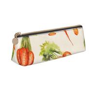 FUkker Astuccio per matite, astuccio per penne triangolari Astuccio portatile in pelle per ufficio scolastico,Carote disegnate a mano dell'acquerello