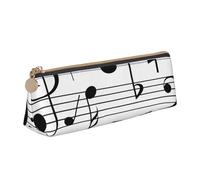 FUkker Astuccio per matite, astuccio per penne triangolari Astuccio portatile in pelle per ufficio scolastico,Scale di note musicali nere