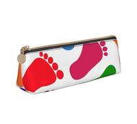 FUkker Astuccio per matite, astuccio per penne triangolari Astuccio portatile in pelle per ufficio scolastico,Zampe di stampa del piede