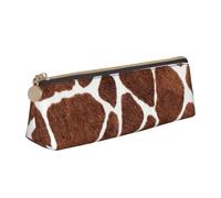 FUkker Astuccio per matite, astuccio per penne triangolari Astuccio portatile in pelle per ufficio scolastico,Struttura animale della stampa della pelle della giraffa