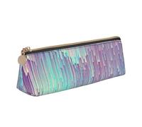 FUkker Astuccio per matite, astuccio per penne triangolari Astuccio portatile in pelle per ufficio scolastico,Glitch iridescenti