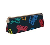 FUkker Astuccio per matite, astuccio per penne triangolari Astuccio portatile in pelle per ufficio scolastico,Pattini colorati luminosi