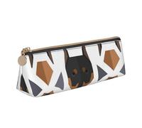 FUkker Astuccio per matite, astuccio per penne triangolari Astuccio portatile in pelle per ufficio scolastico,Testa di Doberman con motivo poligonale