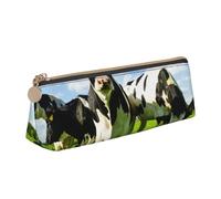 FUkker Astuccio per matite, astuccio per penne triangolari Astuccio portatile in pelle per ufficio scolastico,Mangiare mucche al pascolo estivo
