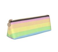 FUkker Astuccio per matite, astuccio per penne triangolari Astuccio portatile in pelle per ufficio scolastico,Arcobaleno pastello a strisce